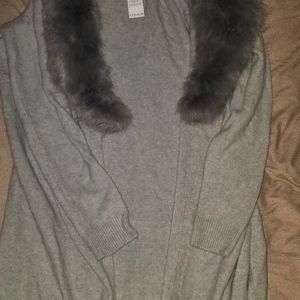 Faux fur collar duster